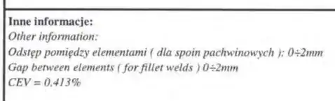 Screenshot of welding proceedure