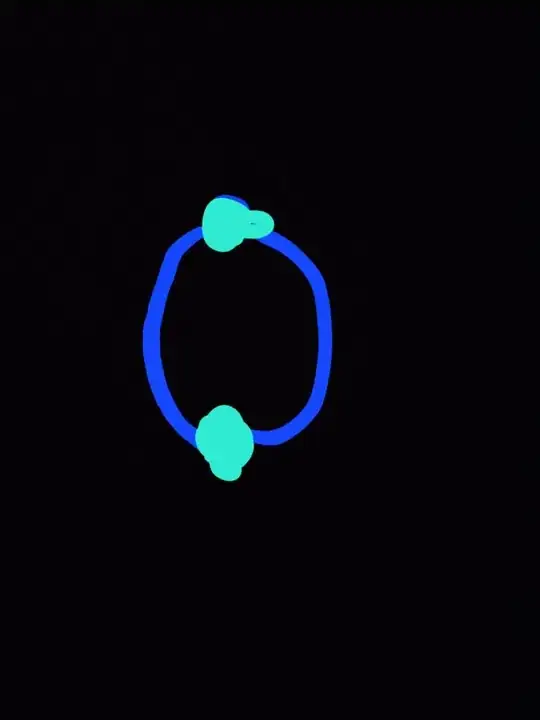 image of truss. Black background with two blue semi-circles connected at two points by pinned connections denoted as light blue circles