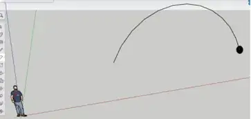Man = Radar, Black Circle = Start of projectile motion