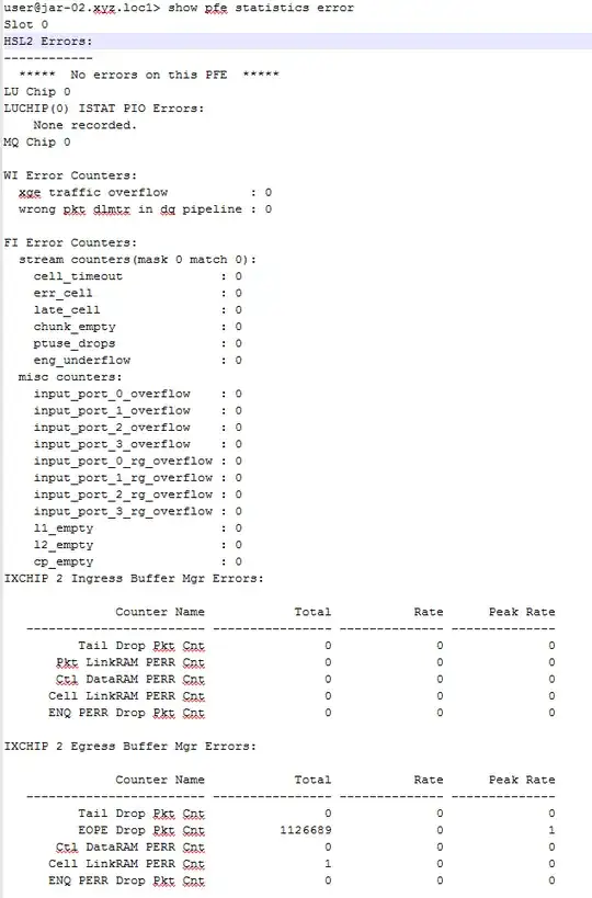 show pfe statistics error