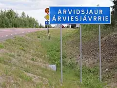 Bilingual sign in Swedish and Ume Sámi 29398379 29398379