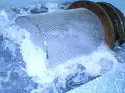 A bulk water pipeline protected by a screen