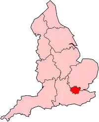 Region Highlighted on England Map