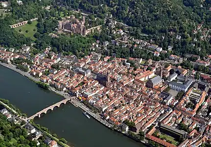 Aerial view of the old bridge and old city