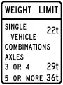 Illinois: maxweight:hgv=22 st maxweight:hgv:conditional=29 st @ (axle=3 and trailer); 29 st @ (axle=4 and trailer); 36 st @ (axle>=5 and trailer) maxweight:hgv_articulated:conditional=29 st @ (axle=3 or axle=4); 36 st @ (axle>=5) (specify unit as short tons)