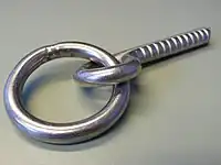 Ring, suitable for rappeling, typically used in sandstone