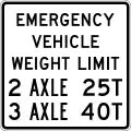 maxweight:emergency=25 st maxweight:emergency:conditional=25 st @ (axles=2); 40 st @ (axles>=3) (specify unit as short tons)