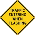 Warning that the road has the right of way at the upcoming blind intersection and that traffic may be waiting to enter when the lights are flashing: highway=priority at the intersection highway=stop stop=minor at the stop line on the cross street flashing_lights=yes on the traffic sign