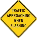 Warning that the road does not have the right of way at the upcoming blind intersection and that traffic may be approaching when the lights are flashing: highway=priority at the intersection highway=stop stop=minor at the stop line on this street flashing_lights=yes on the traffic sign