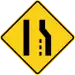 US "right lane ends" sign