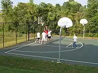 Basketball court leisure=pitch sport=basketball surface=acrylic