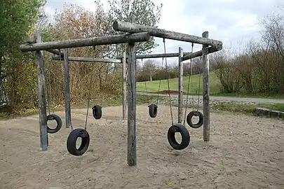 A tyre swing as a special form of a swing that could be specified with material=tyre.