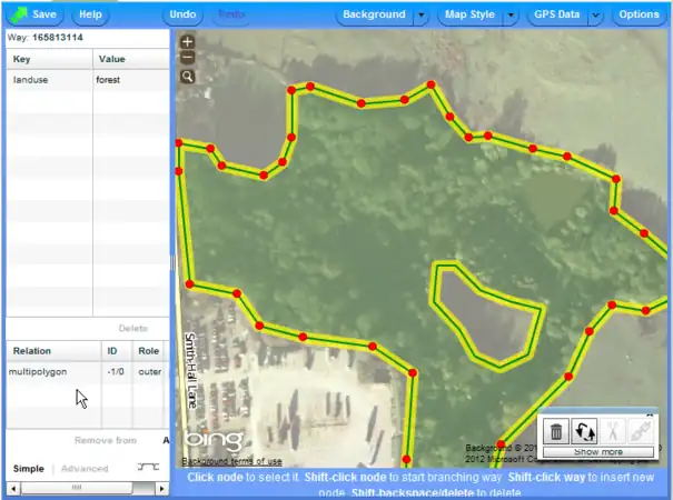 Esempio multipoligono in Potlatch 2 - multipoligono