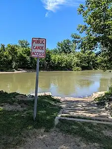 A public canoe access point on the Winooski River in Richmond, VT, USA