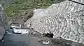 Road cut through glacier in Naran, Pakistan