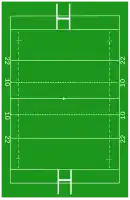 sport=rugby_union typically 100 m (min. 94 m) between the two try-lines × min. 68 m.