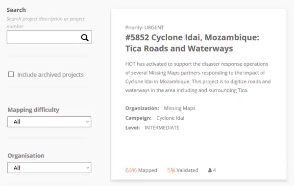 Selección da área de crise