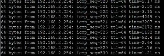 Ping results, this happens every minute, (almost) to the second exact