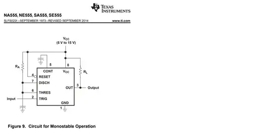 NE 555 timer in monostable mode