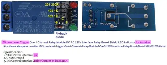 OP's relay module - Arduino, 5V, Low trigger, 4mA activate