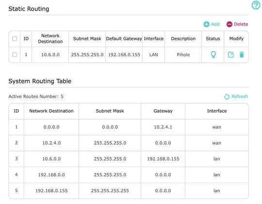 TP-Link Static Routing setup and my configured System Routing Table