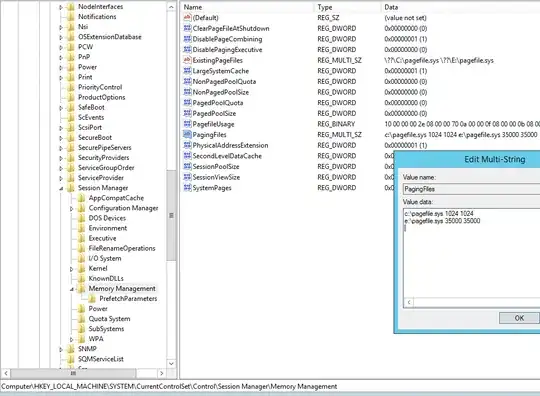 paging file registry