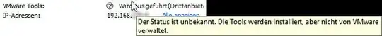 VMware Tools: Wird ausgeführt(Drittanbiet… Der Status ist unbekannt. Die Tools werden installiert, aber nicht von VMware verwaltet.