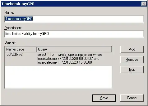 configure WMI filter with WQL string