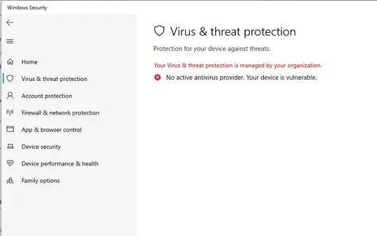 Antivirus disabled