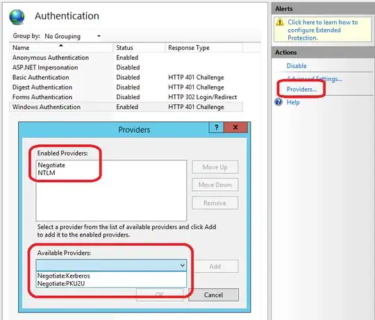 IIS Manager > Site > Authentication module > Providers