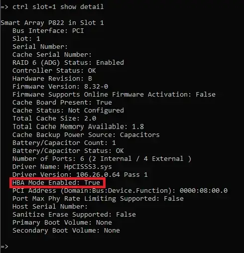 P822 now in HBA mode
