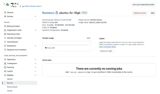 github hosted runner settings