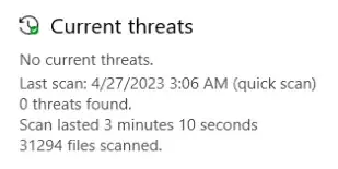 Windows Defender Quick Scan