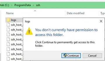 SSH logs permissions