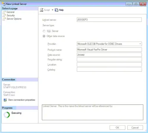 New Linked Server screenshot