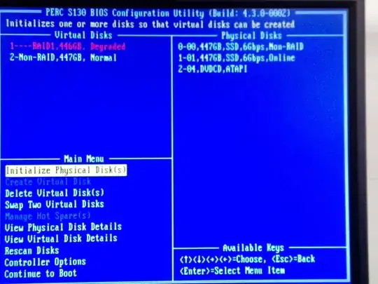 Perc BIOS utility after install