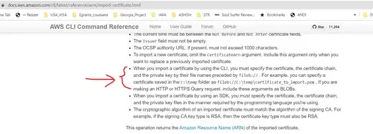 Screenshot showing the documentation about the certificate path