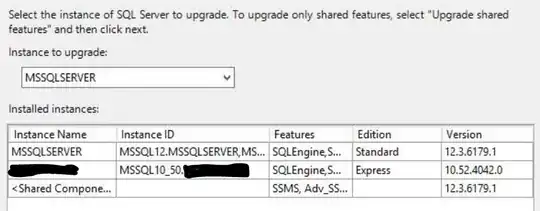 Snippet of SQL Instance while upgrading