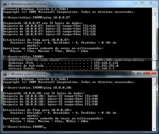 Ping from 192.168.2.135 to 10.0.0.X