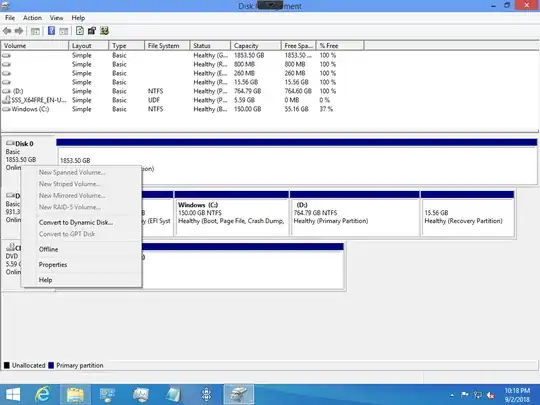 Disk Management screen