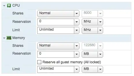 VM resource allocation screenshot