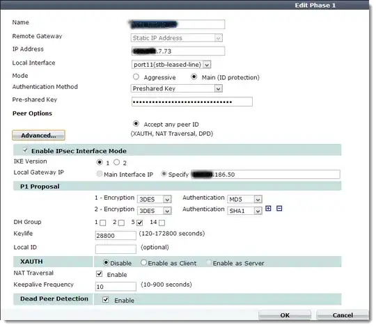 Phase 1 Fortigate screenshot