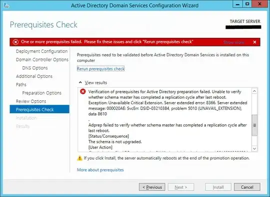 AD Domain Services Prerequisites Check failure