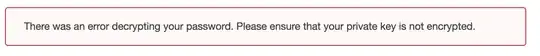 There was an error decrypting your password. Please ensure that your private key is not encrypted.