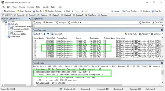 Netmon showing DSCP still zero
