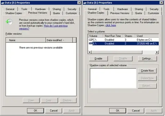 Disk Properties related to VSS