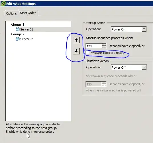 vApp Start Order settings