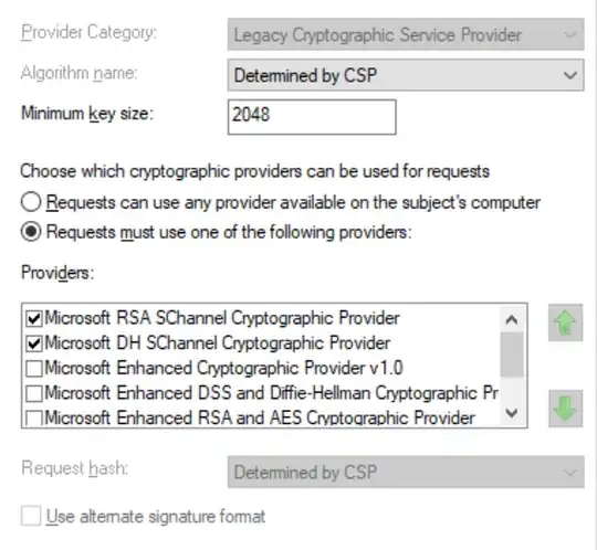 RSA cert template crypto settings.