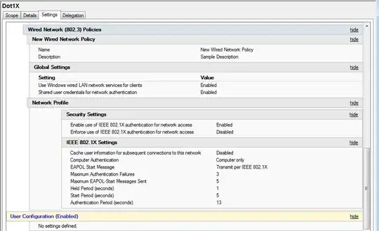wired dot1x settings
