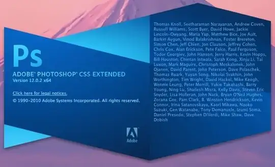 Photoshop Splash screen with credits